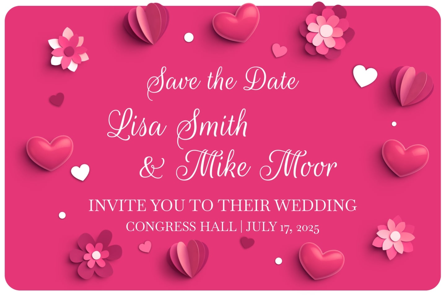 Creative wedding invitation with a handwritten font.