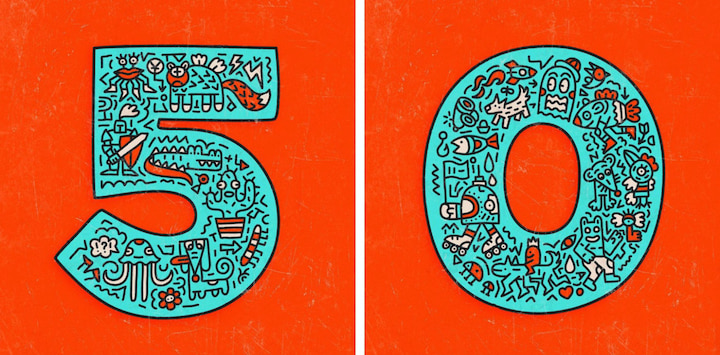 Doodles in typography graphics.
