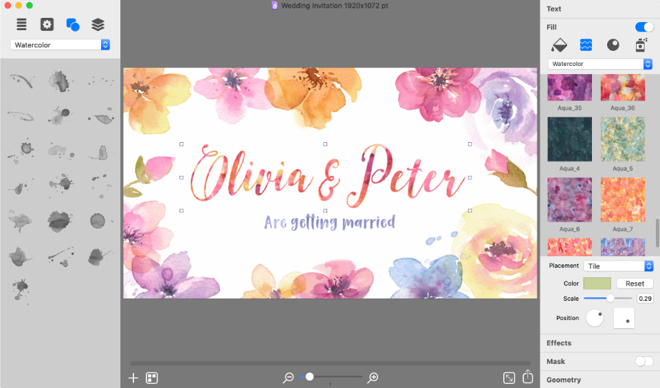 Handmade watercolor invitation