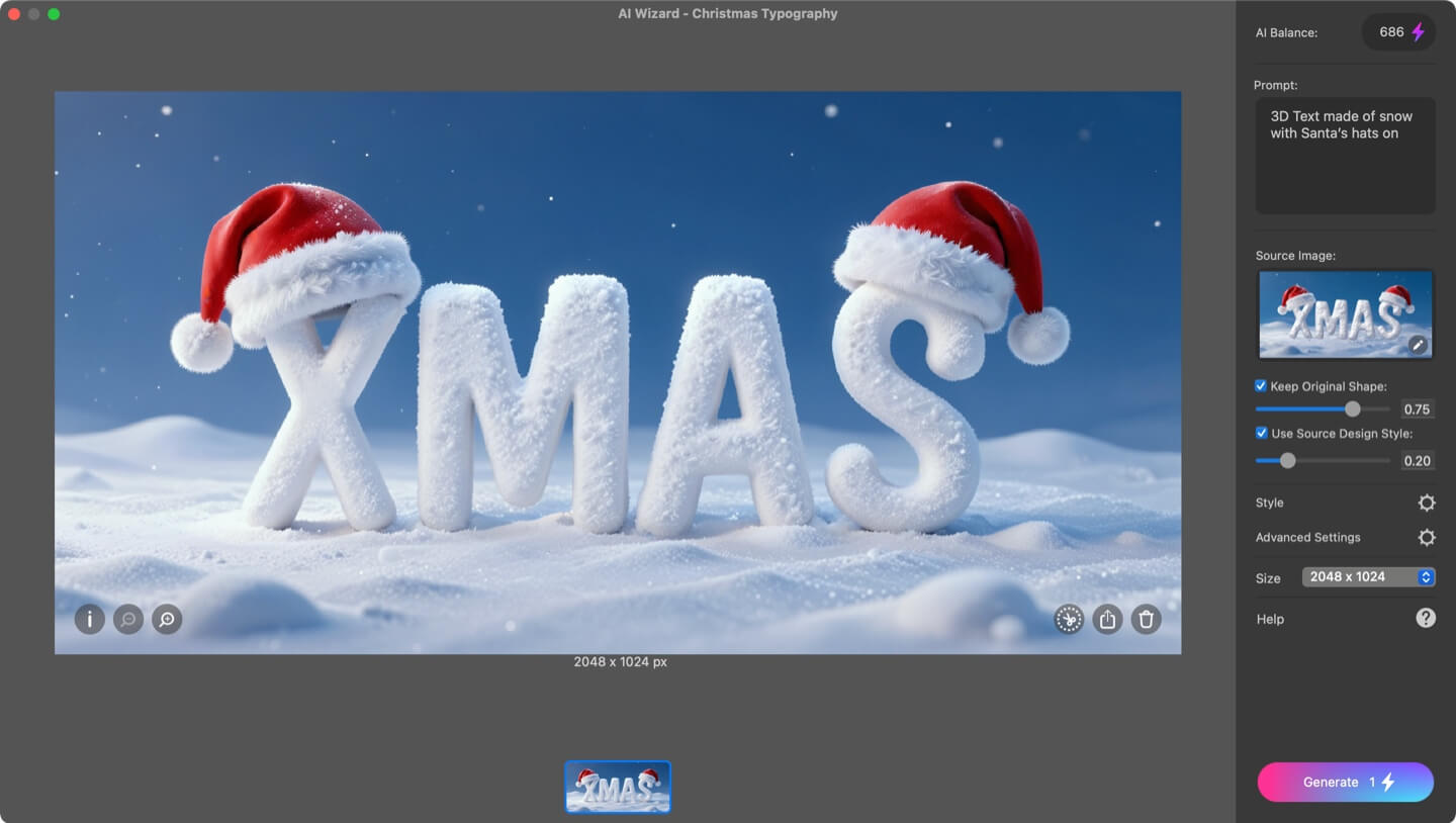 Christmas card designed with generative AI.