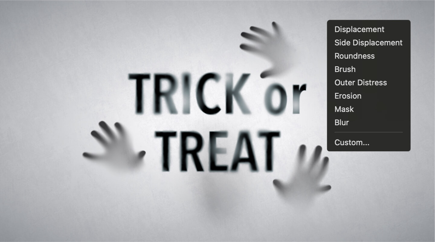 Text distortion effects for Halloween greeting cards design.