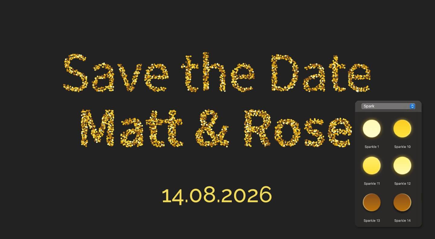 Compose text of multiple sparks for Wedding card design.