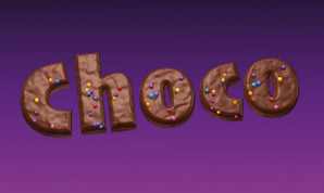 Choco 3D text with sugar sprinkles.