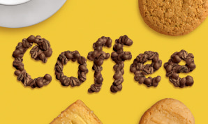 Coffee bean typography and sparkle text
