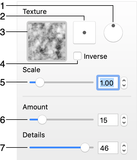 Settings of the Blur effect