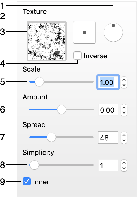 Settings of the Erosion effect