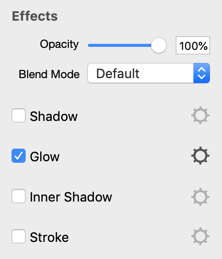 Settings of effects in the Inspector