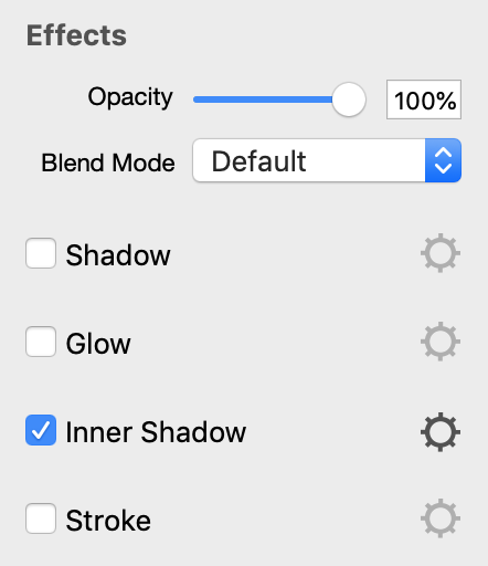 Effects' settings in the Inspector