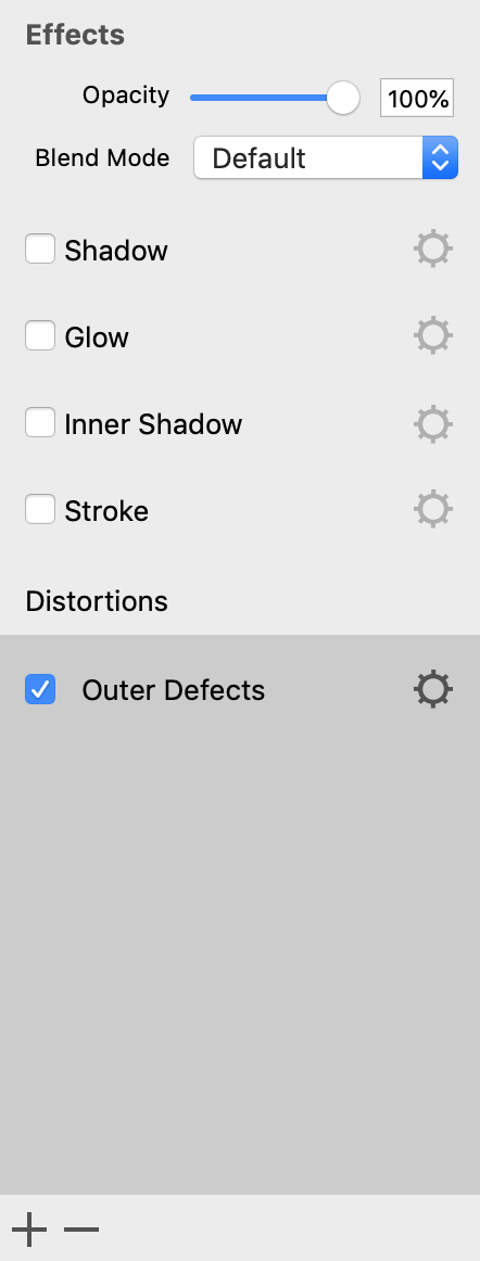 Outer Defects effect in the Inspector