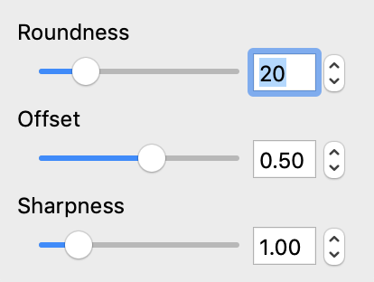 Settings of the Roundness effect