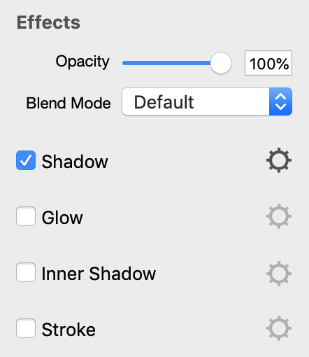 Effects' settings in the Inspector
