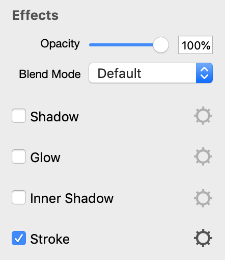 Effects' settings in the Inspector