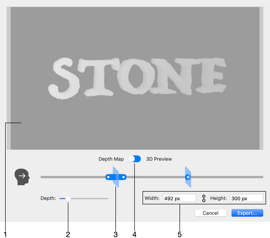 Export Depth map dialog