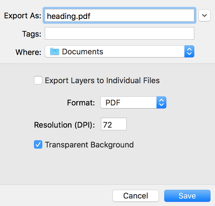 Export dialog