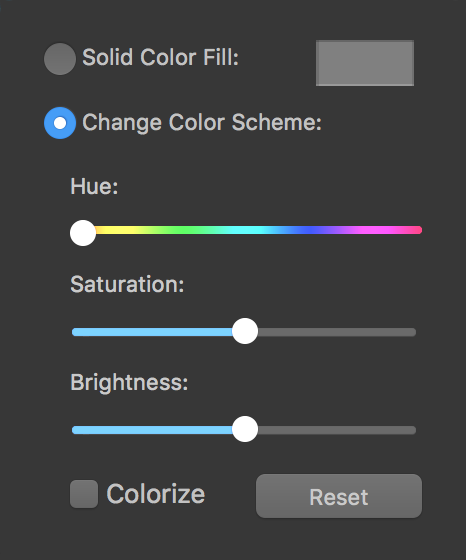 Panel for choosing a color
